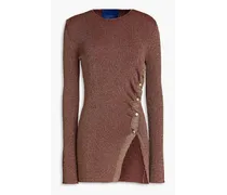 Gaia metallic ribbed-knit sweater - Brown