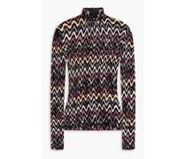 Crochet-knit turtleneck sweater - Black