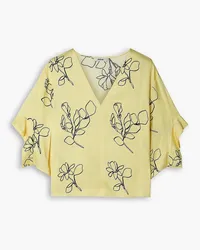 Jason Wu Floral-print satin-crepe blouse - Yellow Yellow