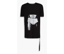 Printed slub cotton-jersey T-shirt - Black