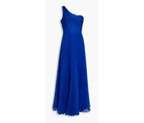 Mahlia one-shoulder pleated organza gown - Blue
