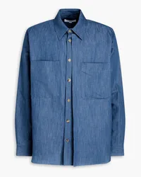 LE 17 SEPTEMBRE Layered cotton and linen-blend chambray shirt - Blue Blue