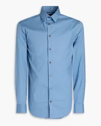 Giorgio Armani Cotton-blend poplin shirt - Blue Blue