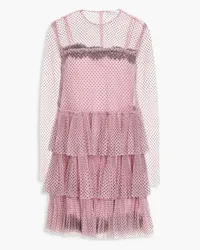 RED Valentino Tiered flocked polka-dot tulle mini dress - Pink Pink