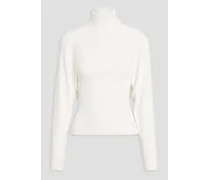 Ellie layered ribbed-knit turtleneck sweater - White