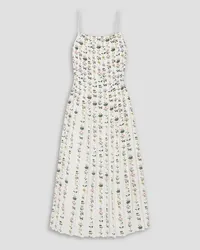 Adam Lippes Pleated floral-print silk crepe de chine midi dress - White White