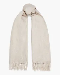 Brunello Cucinelli Metallic linen-blend scarf - White White