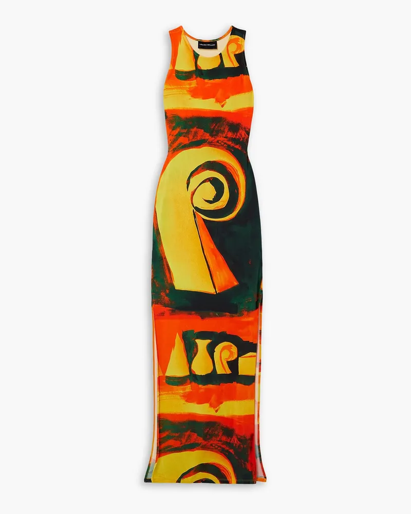 Louisa Ballou Sea Breeze printed stretch-jersey maxi dress - Orange Orange