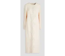 Embellished wool-blend maxi dress - White