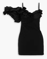 Jacquemus Duna ruffled grain de poudre-trimmed wool-blend midi dress - Black Black