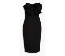 Strapless bow-embellished scuba dress - Black