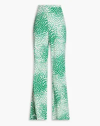 Diane von Furstenberg Printed silk and cotton-blend flared pants - Green Green