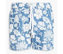 Mid-length floral-print swim shorts - Blue