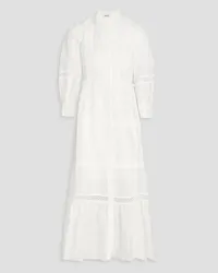 Sandro Ruffled linen-blend midi dress - White White