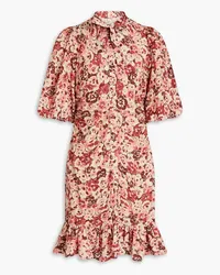 byTiMo Gathered floral-print jacquard mini shirt dress - Neutral Neutral