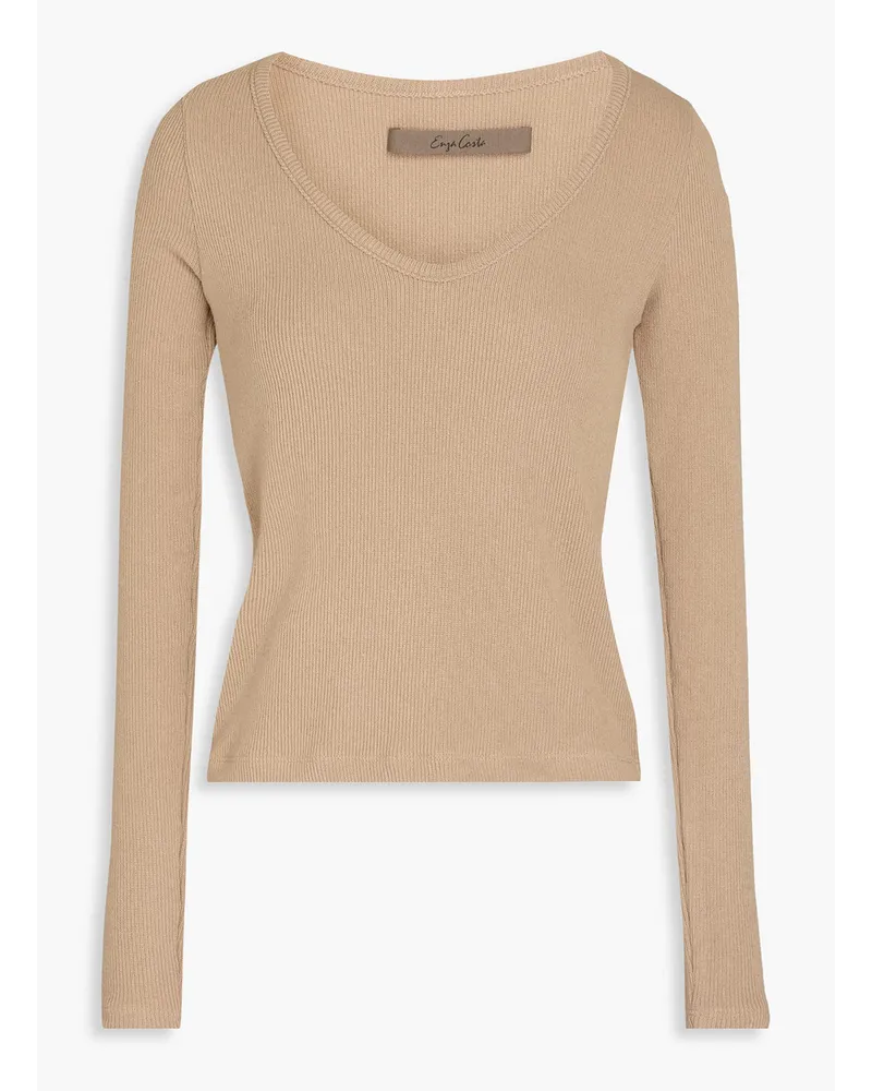 Enza Costa Ribbed jersey top - Neutral Neutral