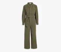 Mel cotton and linen-blend twill jumpsuit - Green