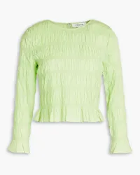 Frame Denim Shirred cotton-cloquè top - Green Green