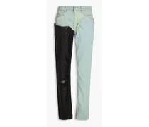 Coated mid-rise slim-leg jeans - Green