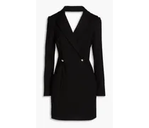 Open-back button-embellished jersey mini tuxedo dress - Black