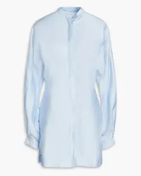 BONDI BORN Bretagne satin-twill mini shirt dress - Blue Blue