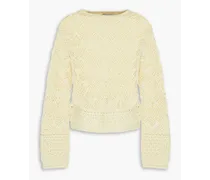 Crochet-knit cotton sweater - Yellow
