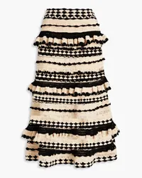 Zimmermann Tiered crocheted cotton midi skirt - Black Black