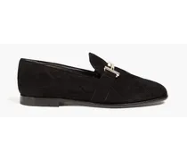 Embellished quilted suede loafers - Black