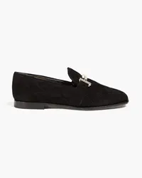 TOD'S Embellished quilted suede loafers - Black Black