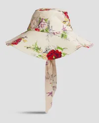 Zimmermann Tie-detailed floral-print cotton-twill sunhat - White White