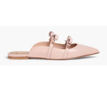 Bow-embellished leather slippers - Pink