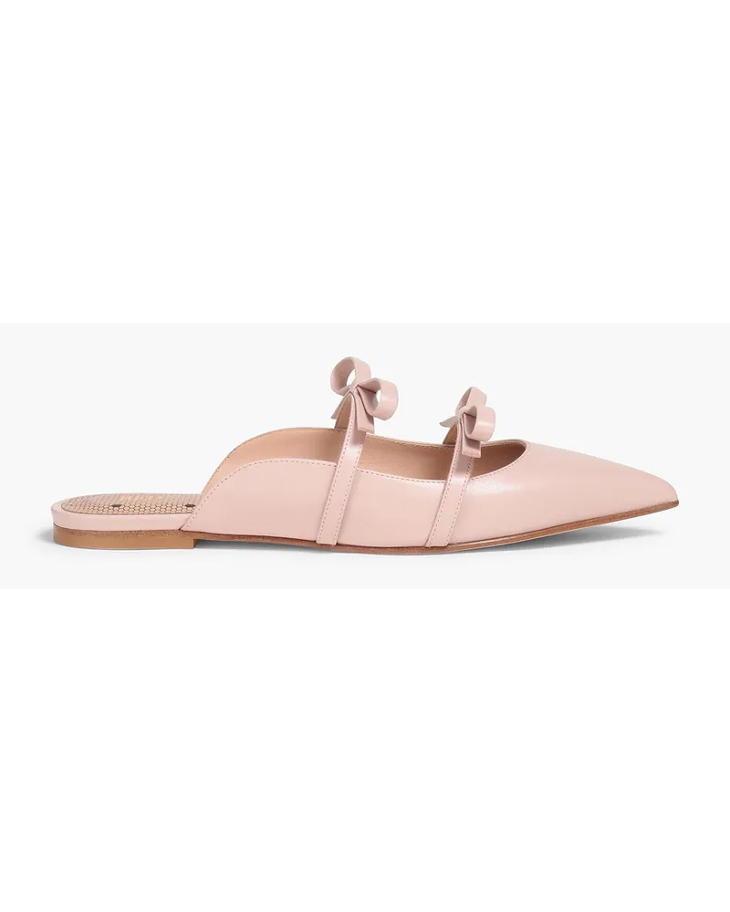 RED Valentino Bow-embellished leather slippers - Pink Pink