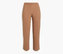 Cropped merino wool-blend tapered pants - Brown