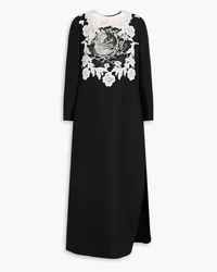 Valentino Garavani Printed wool and silk-blend crepe midi dress - Black Black