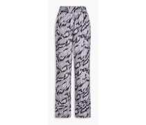 Marbel printed georgette wide-leg pants - Gray
