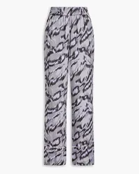 Diane von Furstenberg Marbel printed georgette wide-leg pants - Gray Gray