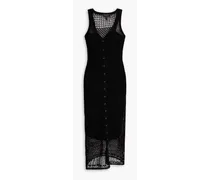 Mae open-knit cotton-blend midi dress - Black