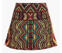 Embroidered beaded tulle mini skirt - Multicolor