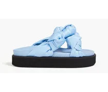 Knotted satin platform sandals - Blue
