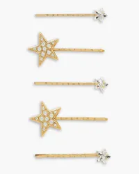 Jennifer Behr Juno set of five gold-tone crystal hair slides - Metallic Metallic