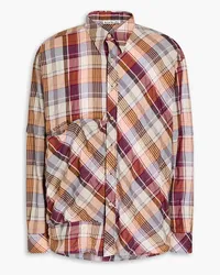 Acne Studios Checked cotton-blend shirt - Burgundy Burgundy