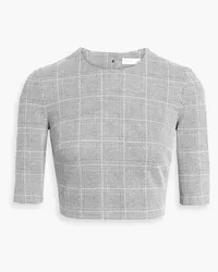 Rosetta Getty Cropped houndstooth jacquard-knit top - Gray Gray