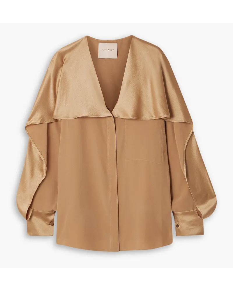 Roksanda Ilincic Piera cape-effect silk crepe de chine and satin blouse - Neutral Neutral