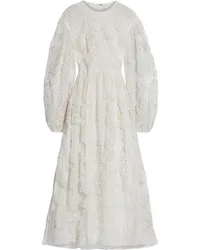 Valentino Garavani Gathered appliquéd silk-tulle maxi dress - White White