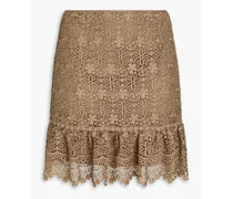 Cotton-blend crocheted lace mini skirt - Neutral