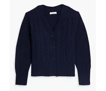 Aran cable-knit wool cardigan - Blue