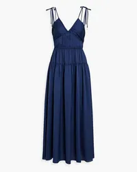 Derek Lam Callista pleated satin midi dress - Blue Blue