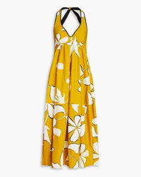 Gentryportofino Floral-print cotton-poplin midi dress - Yellow Yellow