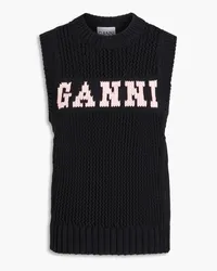 Ganni Intarsia cotton-blend vest - Black Black