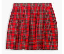 Pleated plaid cotton mini skirt - Red